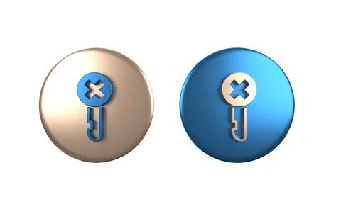 Colorful Wrong key icon isolated on white background. Circle button. 3D ren.. Stock Illustration