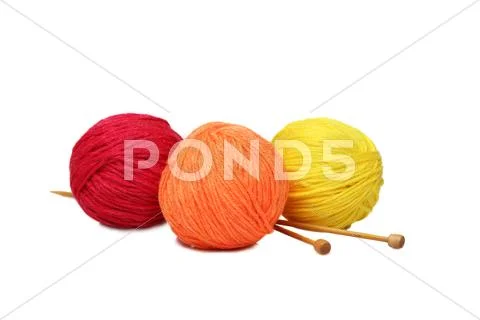 Colorful yarn balls over white Stock Photos