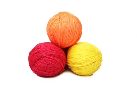 Colorful yarn balls over white Stock Photos
