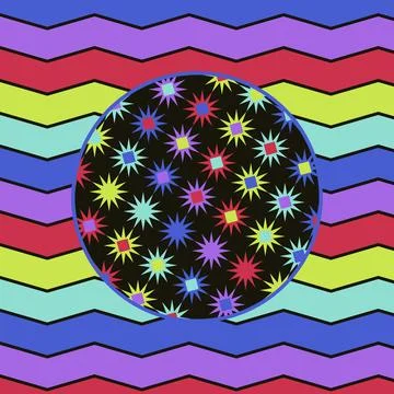 Colorful zigzag background with starburst pattern circle Stock Illustration