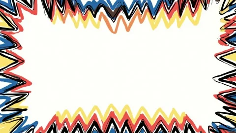 Colorful zigzag border frame with copy space for text overlay, hand drawn d.. 库存影片 342045002