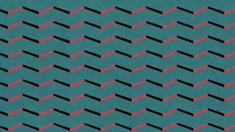 Colorful Zigzag Geometric Pattern in Teal and Red with Bold Lines Creating .. Stock Footage 302249322