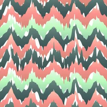 Colorful zigzag geometric seamless pattern in pink and green, vector ikat p.. Stock Illustration