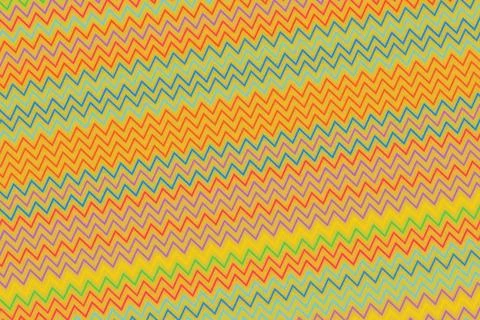 Colorful zigzag pattern with bright orange yellow green tones Foto stock
