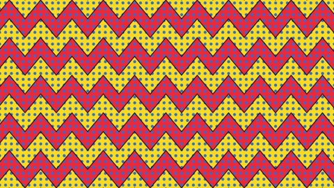 Colorful zigzag pattern with polka dots on a vibrant Stock Footage 338001838