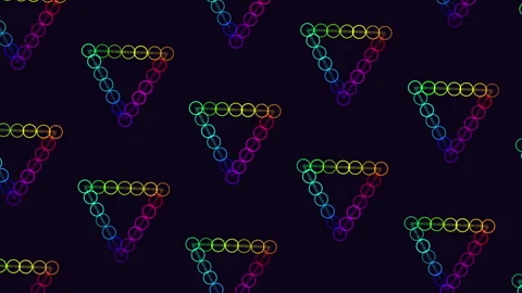 Colorful zigzag triangle pattern on dark background Stock Footage 322771533