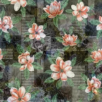 Colorful,Digital,Flowers,Pattern イラスト素材