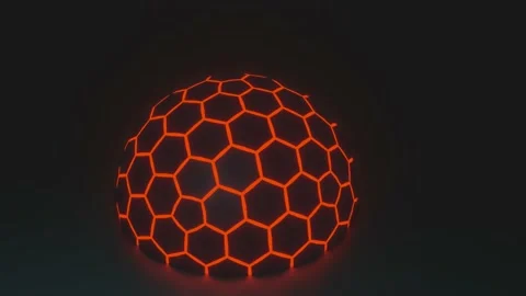 Colorfull animation hexagons, ball, force field Видео 200204763