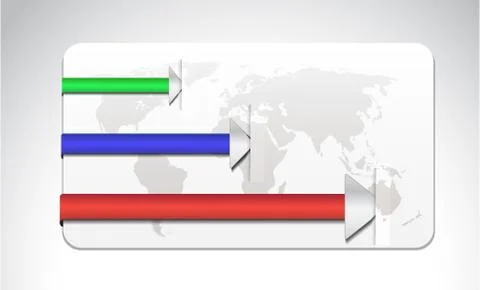 Colorfull arrow with world map Stock Illustration
