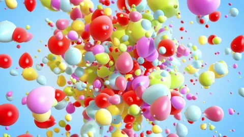 Colorfull Baloons Explosion background in 4K Stock Footage 128172089