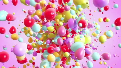 Colorfull Baloons Explosion background in 4K Stock Footage 128172092