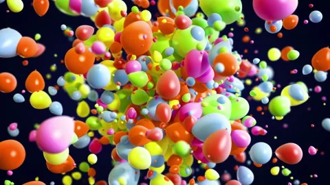 Colorfull Baloons Explosion background in 4K Stock Footage 128172136