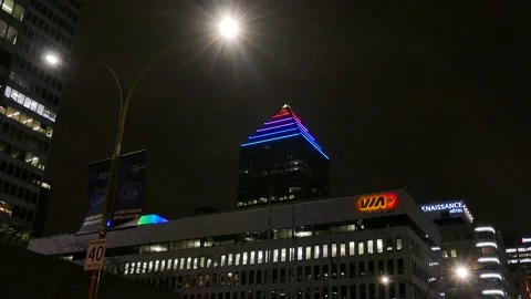 Colorfull building at night Stock Footage 139664260