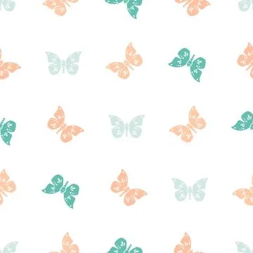 Colorfull butterflies repeat pattern. Vector seamless pattern. Stock Illustration