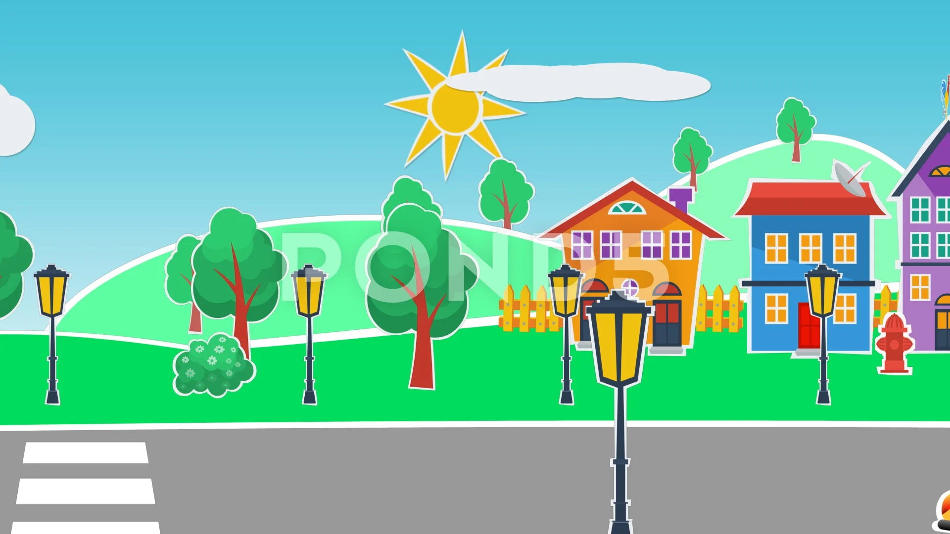 Stock Video Colorfull Cartoon Suburb Homes 83872034