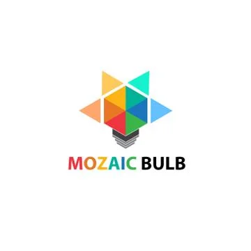 Colorfull hexagonal mozaic bulb logo icon Stock Illustration