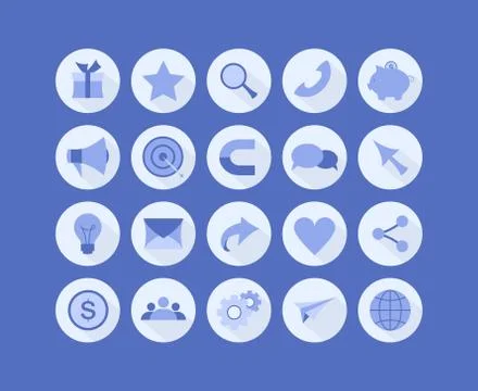 Colorfull icons for referral program set. Icons for business situations Stock Illustration