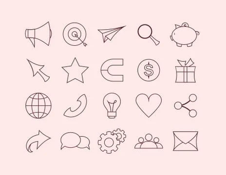 Colorfull icons for referral program set. Icons for business situations 스톡 일러스트