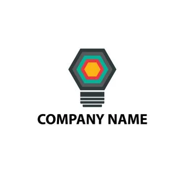 Colorfull layered hexagonal bulb logo Stock Illustration