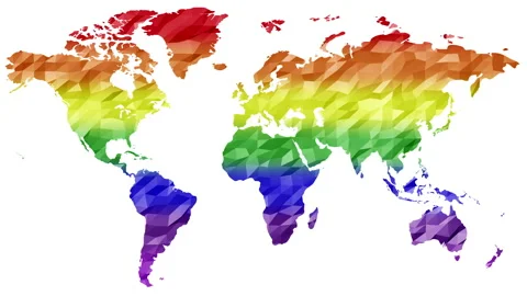 Colorfull low poly world map on the white background whith alpha channel Vidéo 95172771