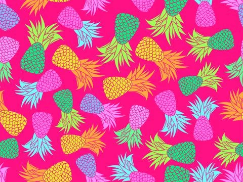 Colorfull pineapples seamless pattern. Summer fruit pattern. Multicolored p.. Illustrazione stock