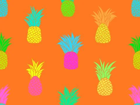 Colorfull pineapples seamless pattern. Summer fruit pattern. Multicolored p.. Illustrazione stock