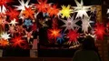 Colorfull poinsettia lamps stall Christmas market night lights in Brunswick city 4k or 4k+ Resolution
