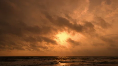 Colorfull sunset beach time lapse in the evening Stock Footage 292739849