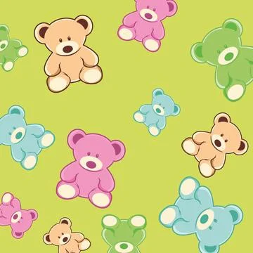 Colorfull teddy bears pattern Stock Illustration