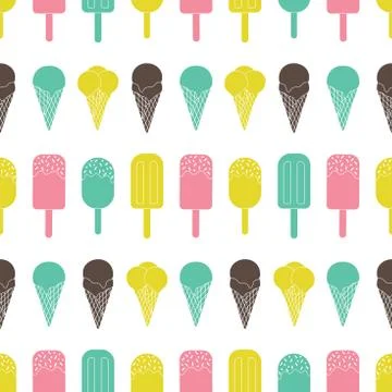 Colorfull Vector Ice cream repeat seamless pattern. Bright colors イラスト素材