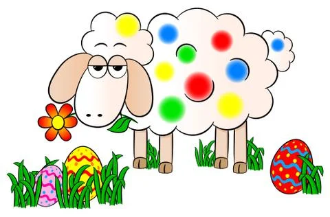 Colorfully painted easter lamb Stock Illustration