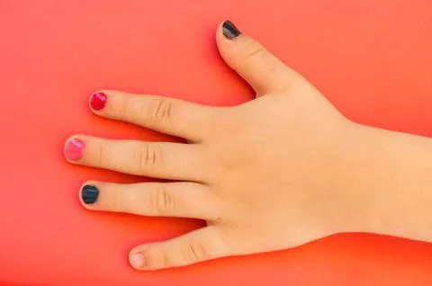 Colorfully painted nails Stock Photos