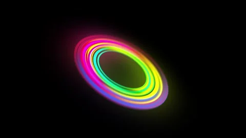 Colorfully shining and rotating circle like a rainbow on a black background Stock Footage 309868641
