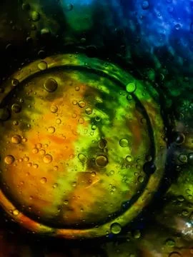 Color,glass shape design and bubble reflection at night . Stock Photos