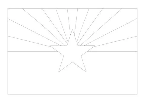 Coloring A3 Vector Flag of Arizona, USA, Isolated on White Background Stock Illustration