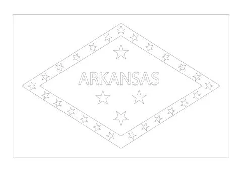 Coloring A3 Vector Flag of Arkansas, USA, Isolated on White Background Stock Illustration