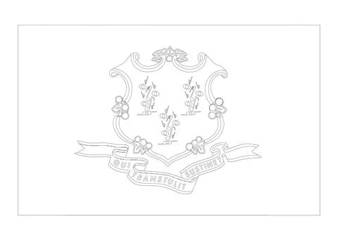 Coloring A3 Vector Flag of Connecticut, USA, Isolated on White Background Stock Illustration
