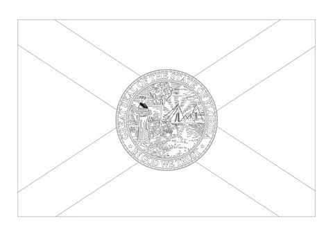 Coloring A3 Vector Flag of Florida, USA, Isolated on Transparent Background Stock Illustration