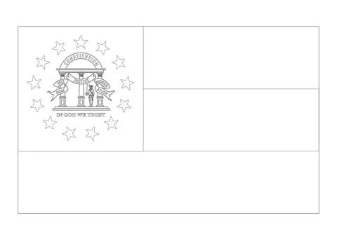 Coloring A3 Vector Flag of Georgia, USA, Isolated on Transparent Background Illustrazione stock