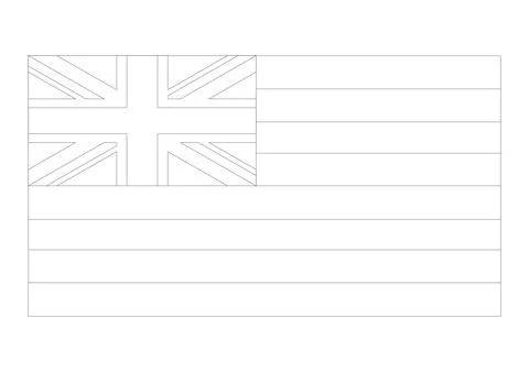 Coloring A3 Vector Flag of Hawaii, USA, Isolated on Transparent Background Stock Illustration