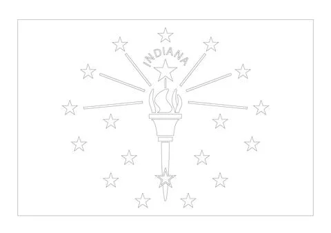 Coloring A3 Vector Flag of Indiana, USA, Isolated on Transparent Background Stock Illustration