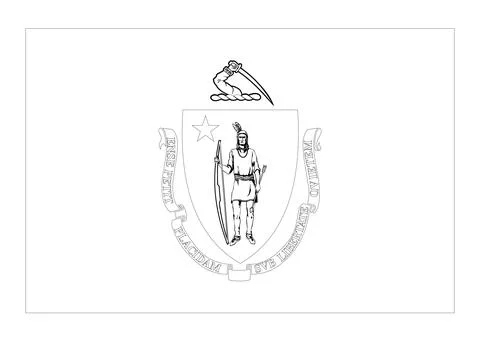 Coloring A3 Vector Flag of Massachusetts, USA, Isolated on White Background Stock Illustration