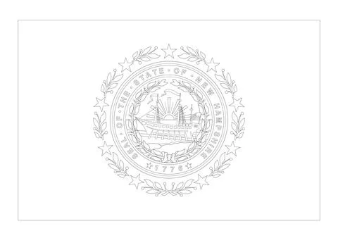 Coloring A3 Vector Flag of New Hampshire, USA, Isolated on White Background Stock Illustration