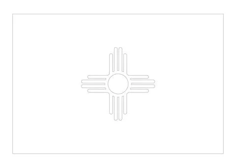 Coloring A3 Vector Flag of New Mexico, USA, Isolated on White Background Illustrazione stock