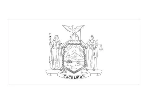 Coloring A3 Vector Flag of New York, USA, Isolated on White Background Stock Illustration