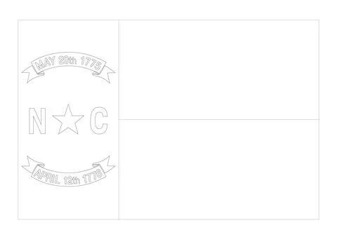 Coloring A3 Vector Flag of North Carolina, USA, Isolated on White Background Stock Illustration