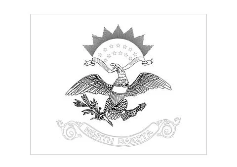 Coloring A3 Vector Flag of North Dakota, USA, Isolated on White Background Stock Illustration