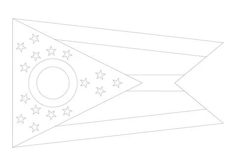 Coloring A3 Vector Flag of Ohio, USA, Isolated on White Background Illustrazione stock