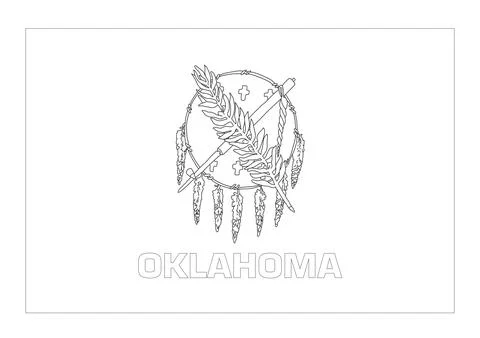Coloring A3 Vector Flag of Oklahoma, USA, Isolated on White Background Stock Illustration