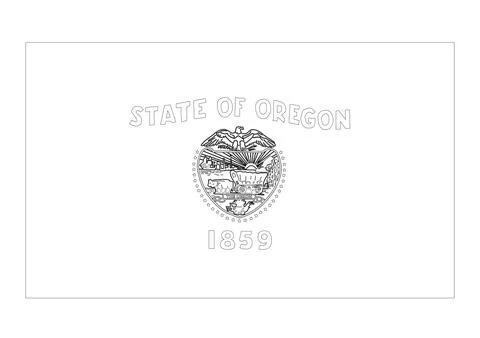 Coloring A3 Vector Flag of Oregon, USA, Isolated on White Background Stock Illustration